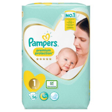 Pampers Premium Protection Size 1, Pack of 56 Größe 1 (2 - 5 kg) 56