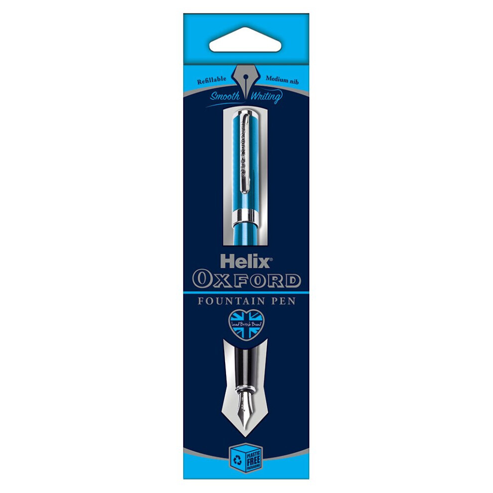 Helix Oxford Premium Fountain Pen (Light Blue) with Plastic Free Packaging