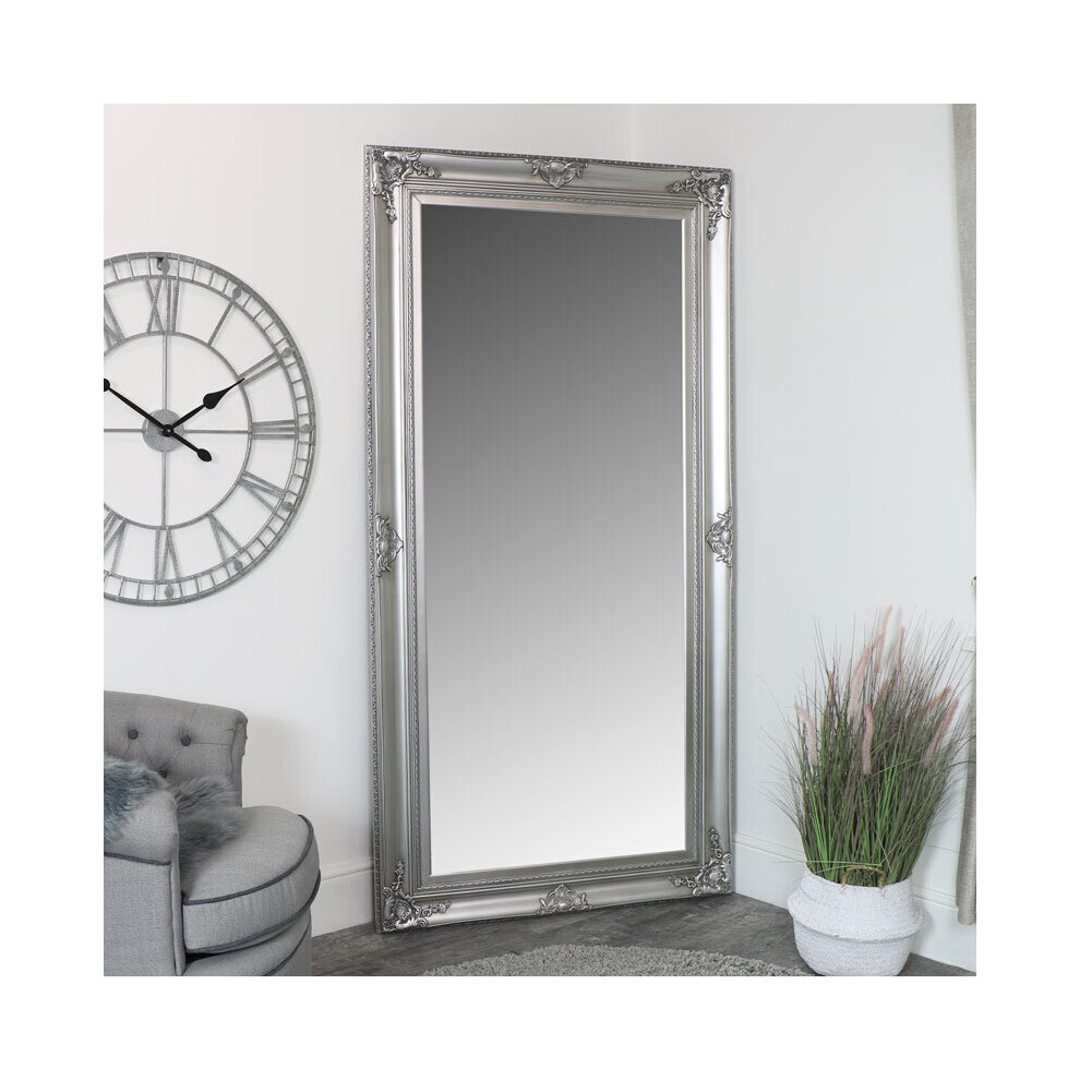 Extra Large Ornate Silver Wall / Floor / Leaner Full Length Mirror 100cm X 200cm