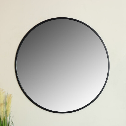 Extra Large Round Black Wall Mirror 120cm x 120cm on OnBuy