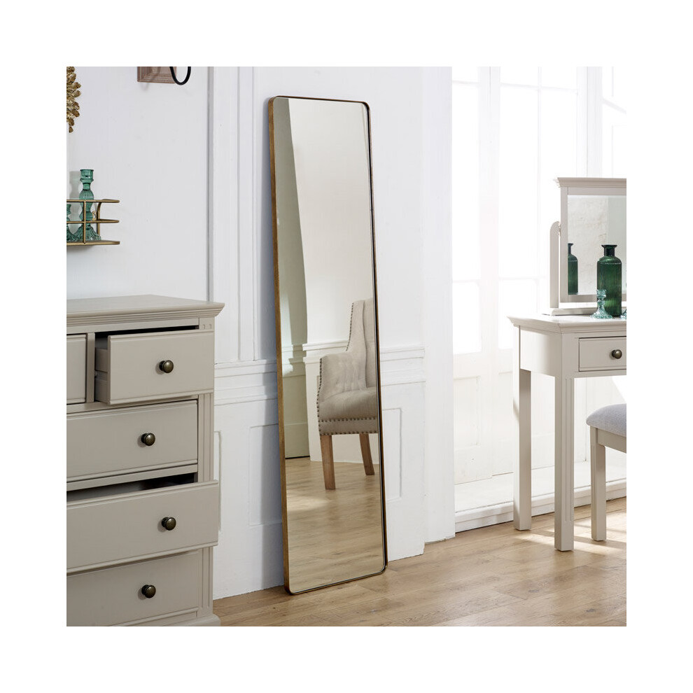 Tall Brushed Gold Thin Framed Wall Mirror / Leaner Mirror 42cm X 156cm