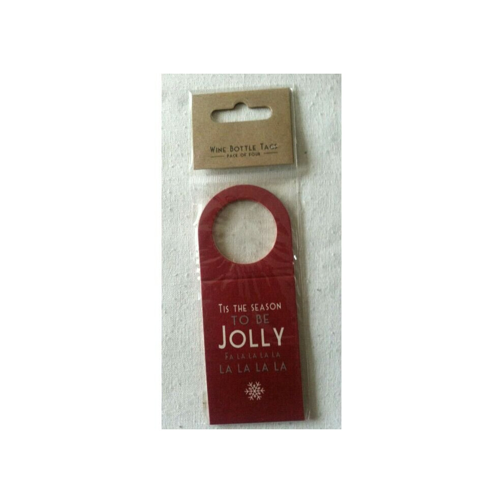 East Of India Beautiful Wine Bottle Tag - Tis The Season To Be Jolly