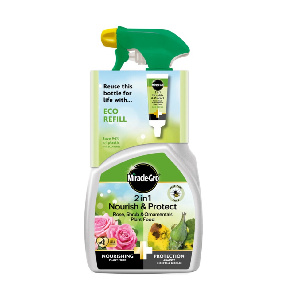MiracleGro Rose Shrub & Plant Food 2 In 1 Nourish Protect 800ml