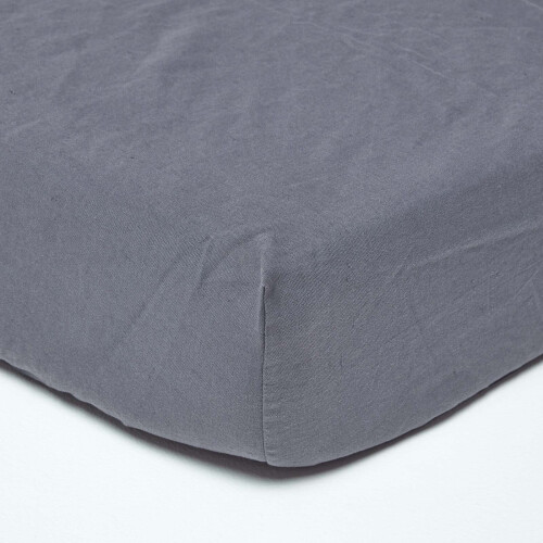 Homescapes (Dark Grey, Single) Linen Deep Fitted Sheet