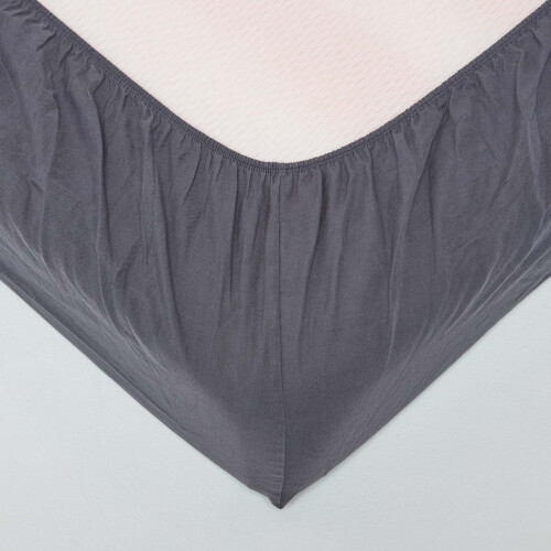 Homescapes (Dark Grey, Single) Linen Deep Fitted Sheet 1