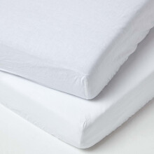 (White, 60 x 120 cm) Linen Fitted Cot Sheet, Pack of 2