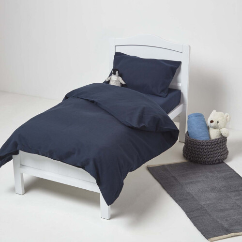 Homescapes (Navy, 60 x 120 cm) Linen Fitted Cot Sheet, Pack of 2 1