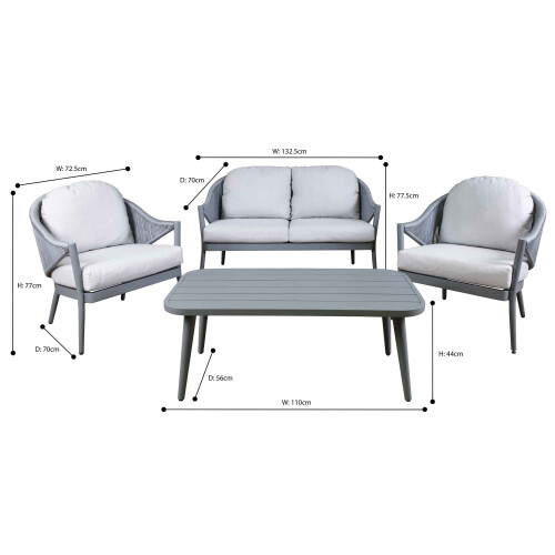 Dellonda Echo 4 Piece Aluminium Outdoor Sofa Set - DG59 2