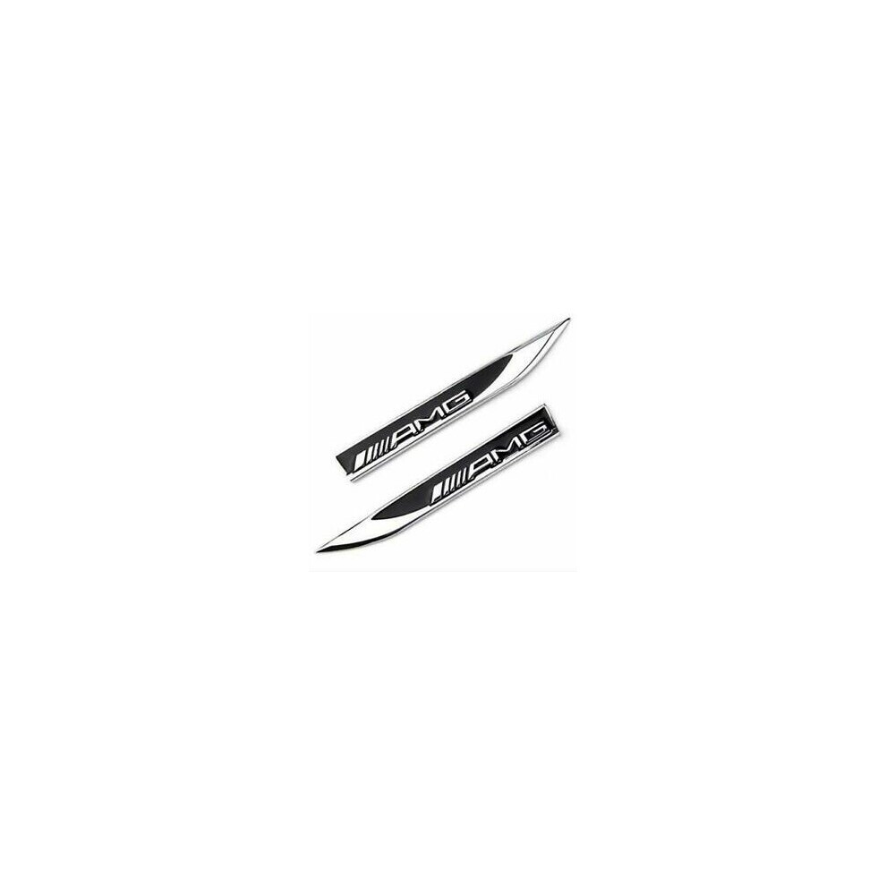 2 X Amg Fender Side Wing Metal Sticker Badge Emblem - To Fit All Mercedes Models Amgs W176 W204 W205 A C E Class Black 5060951051273