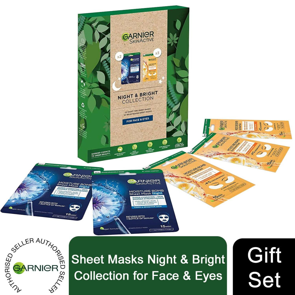 Garnier Sheet Masks Night & Bright Collection, Gift Set