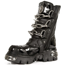 New Rock Boot Metallic M-727-s1 Unisex Platform Boots in Black - Size 4 UK