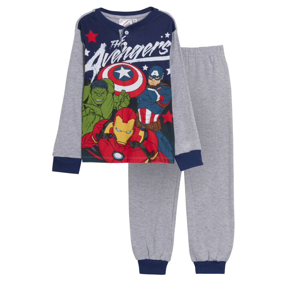 (Grey, 6 Years) Marvel Avengers Pyjamas Boys Luxury Full Length Pjs Gift Boxed Hero Nightwear