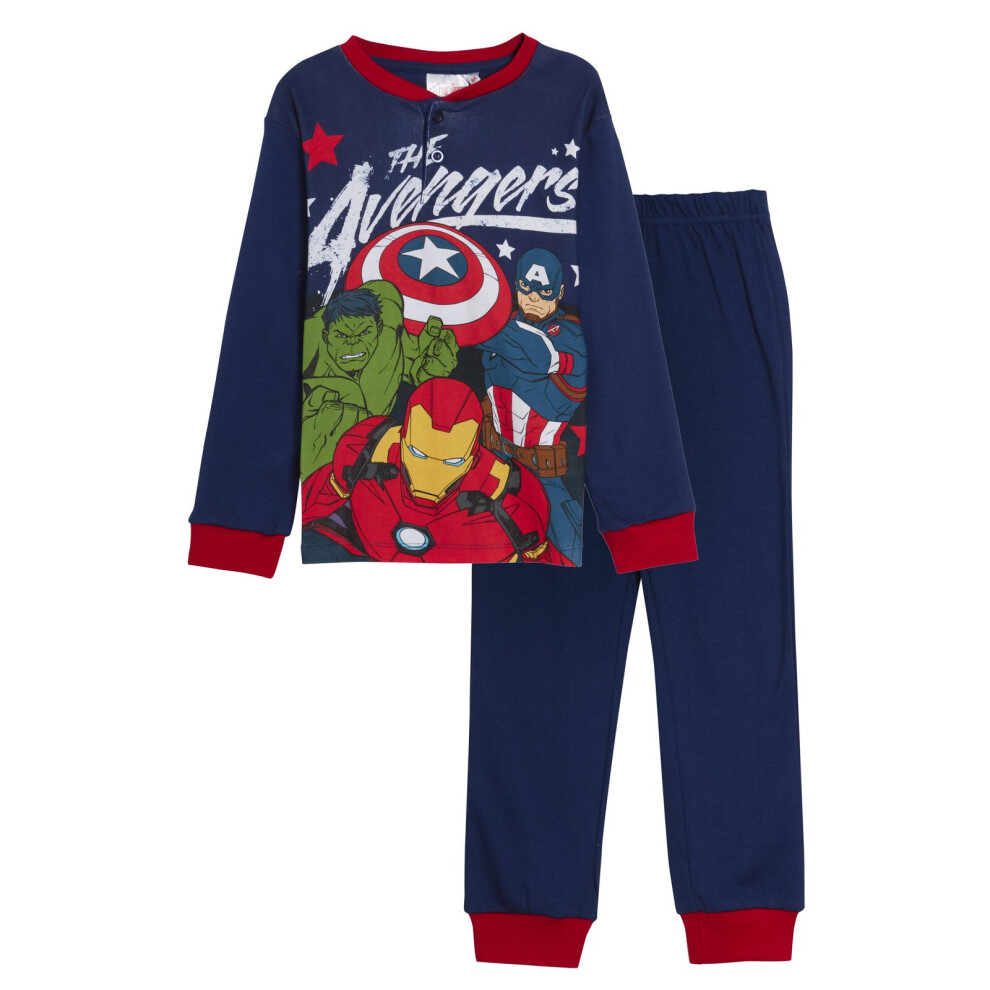 (Navy, 5 Years) Marvel Avengers Pyjamas Boys Luxury Full Length Pjs Gift Boxed Hero Nightwear