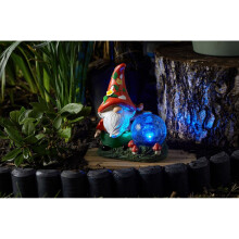 Solar Powered Woodland Wizard With LED Colour Change Crackle Ball Garden 1020925