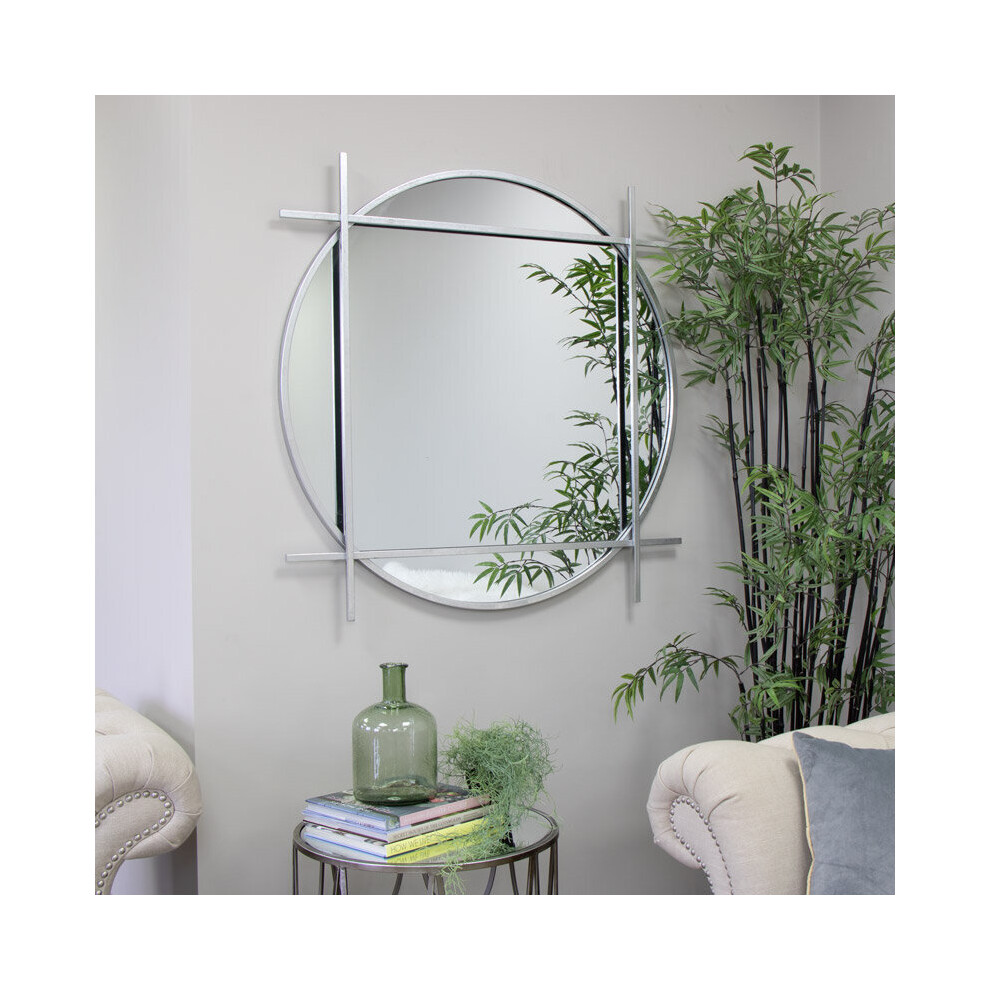 Large Round Silver Wall Mirror 97cm X 97cm