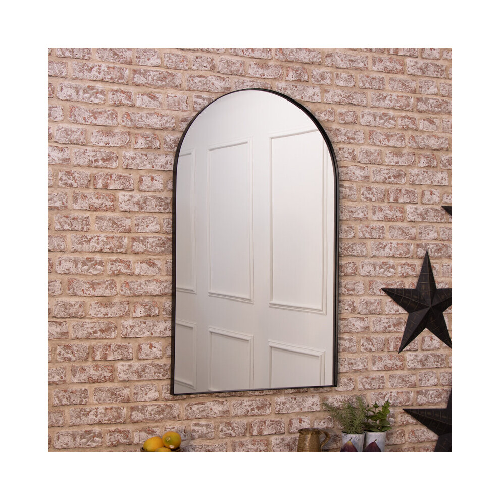 Large Framed Black Arched Mirror 100cm X 60xcm