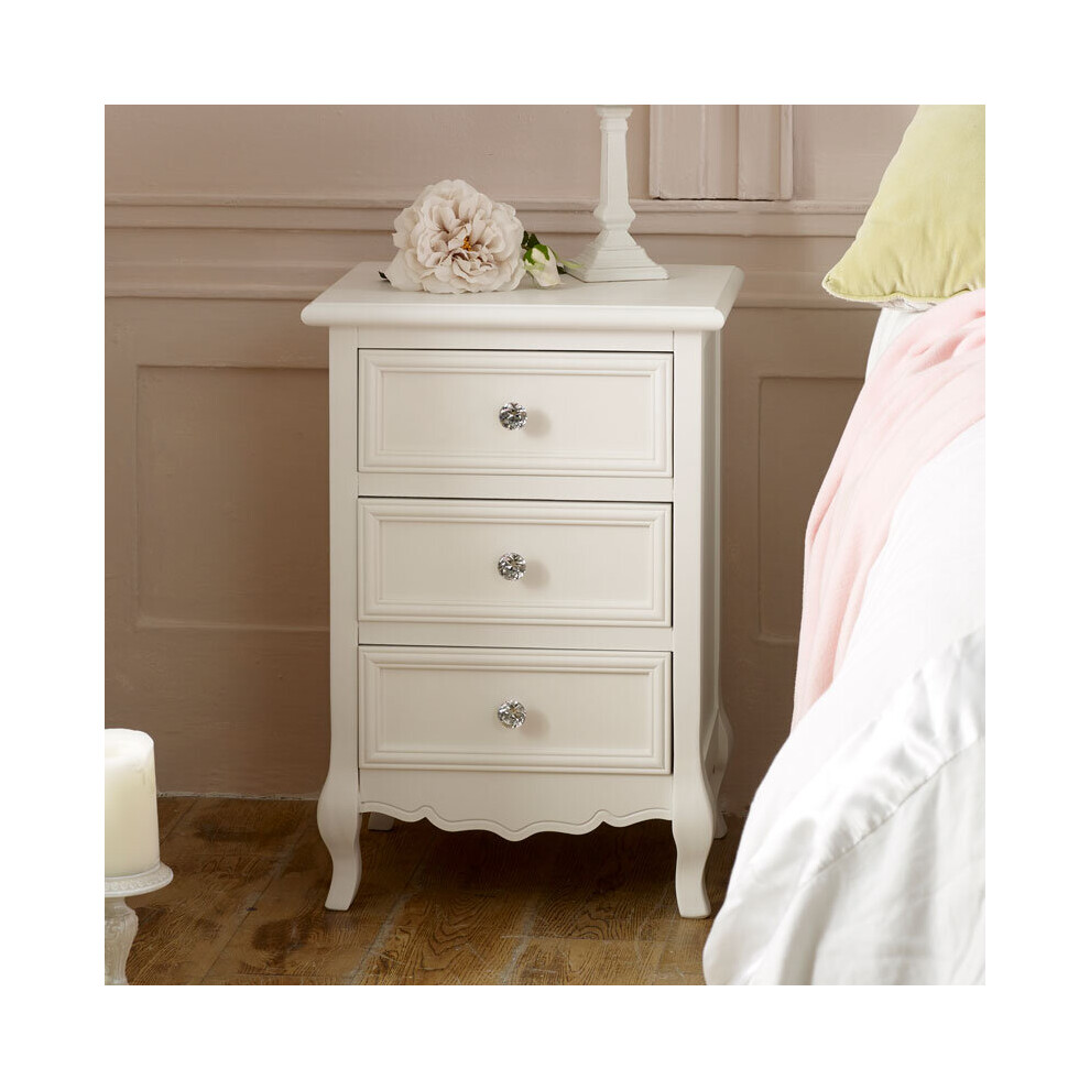 White 3 Drawer Bedside Table - Victoria Range