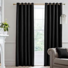 (Black, 90 x 90 Inch) Laurence Llewelyn Bowen Montrose Velvet Blackout Eyelet Lined Curtains