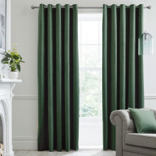 (Bottle Green, 90 x 90 Inch) Laurence Llewelyn Bowen Montrose Velvet Blackout Eyelet Lined Curtains