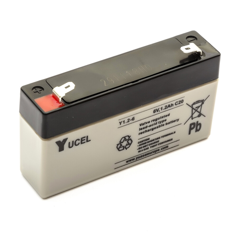 Yuasa Yucel Y1.2-6 Sealed Lead Acid Battery 6V 1.2Ah Burglar Alarm