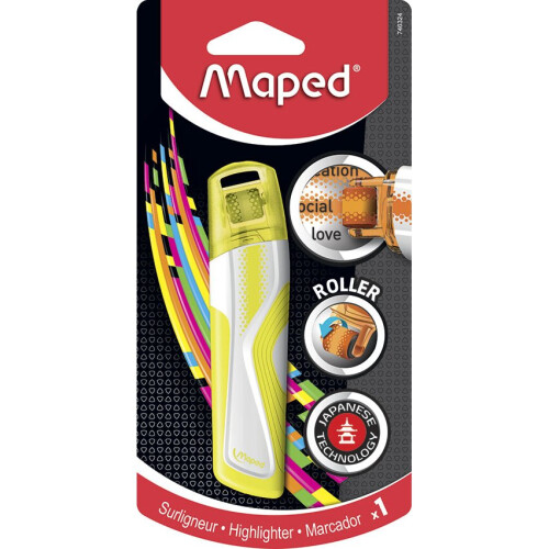 Maped Fluorescent Roller Highlighter Pen - Yellow, 746324