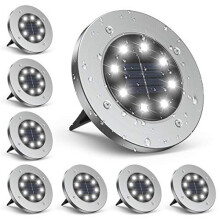 Solar Ground Lights for Outdoor, Infray Solar Disk Lights Garden Lights IP65 Waterproof LED Solar Lights 6000K Cold White Landscape Lighting for Garde