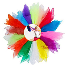 15 Pieces Sensory Scarves,XCOZU Juggling Scarves Baby Dance Scarves Kids Rainbow Play Silks Chiffon Squares Sensory Scarf,Coloured Scarves Dance Props