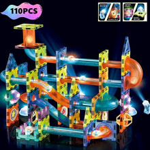BINZKBB Magnetic Tiles Building Blocks 110PC Toys Set For Kids, 3D Clear STEM Construction Toys, Magnetic Marble Run Creativity Educational Toys for A