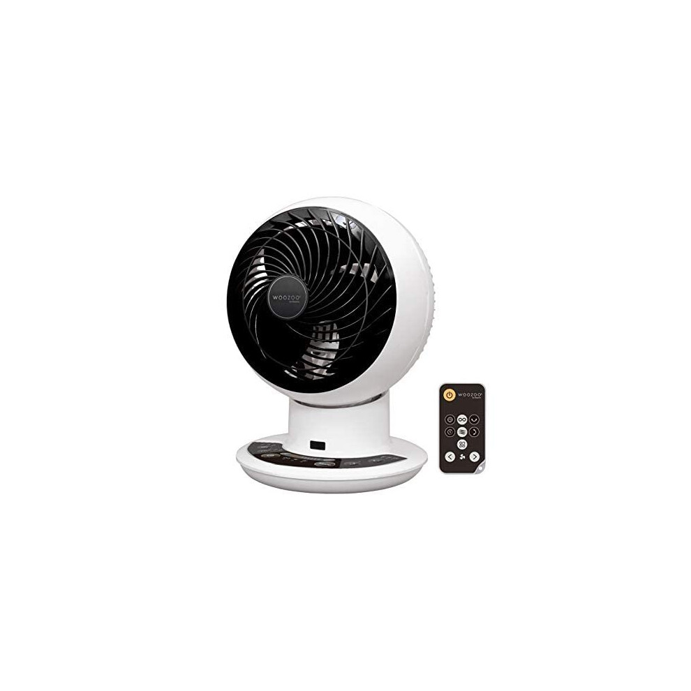 Iris Ohyama 531427 Woozoo, Very powerful, silent desk fan / table fan, 25W, White [UK model], 29.0 cm*21.0 cm*21.0 cm