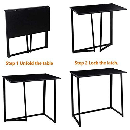 SP Computer Desk Compact Foldable Computer Desk Laptop Desktop Table Folding Portable Small Table for Company,Garden,Camping,Office (Black) 2