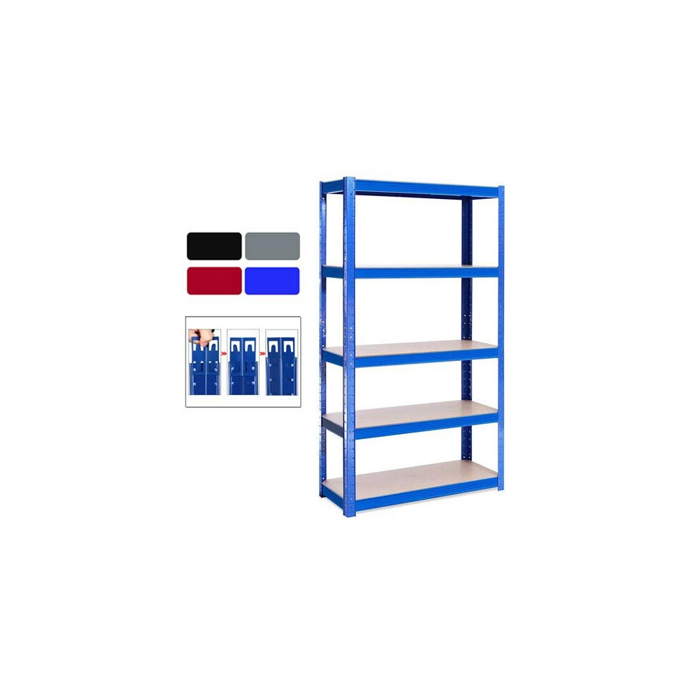 Shelves for Storage, Garage Racking Shelving Unit, 5 Tier Heavy Duty Shelf Unit for Shed Warehouse Workshop Garden, H 150 x W 70 x D 30 Cm, Blue, Meta