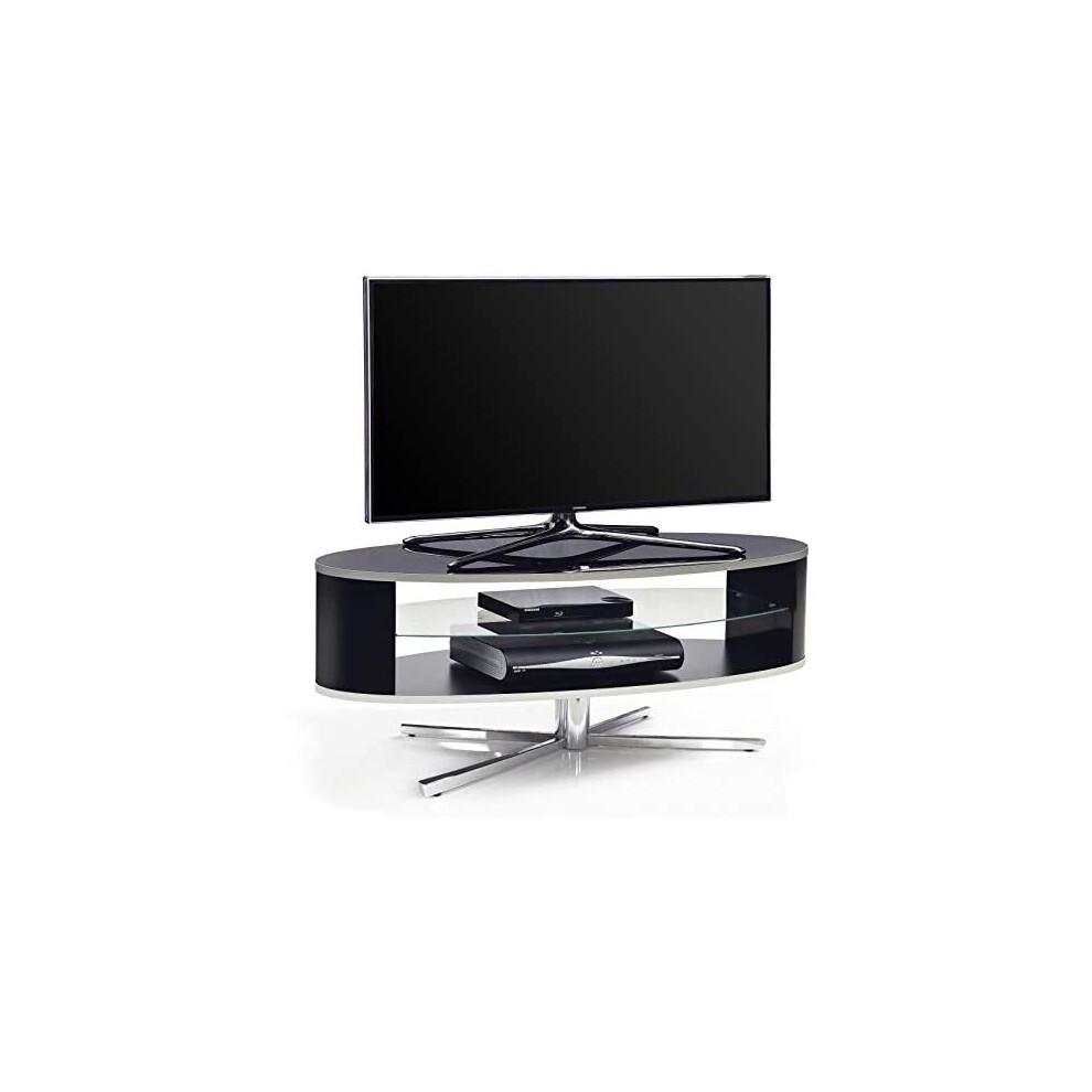 MDA Designs Orbit 1100BB Gloss Black TV Stand with Gloss Black Elliptic Sides for Flat Screen TVs up to 55