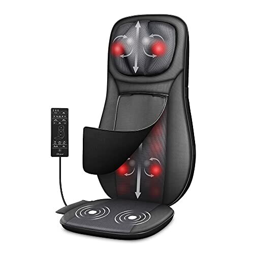 SNAILAX shiatsu Neck & Back Massager with Heat, Full Back Kneading Shiatsu or Rolling Massage, Massage Chair pad with Height Adjustment, Gifts