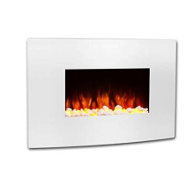 Endeavour Fires Egton Wall Mounted Electric Fire, White Curved Glass, 1&2kW, 7 day Programmable remote control (W 910mm x H 580mm x D 180mm)