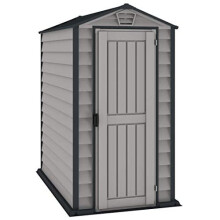 Duramax EverMore 5.7ft x 3.3ft Plastic Garden Shed - Fire-Retardant, All-Weather, Adobe & Grey, Floor Kit Included