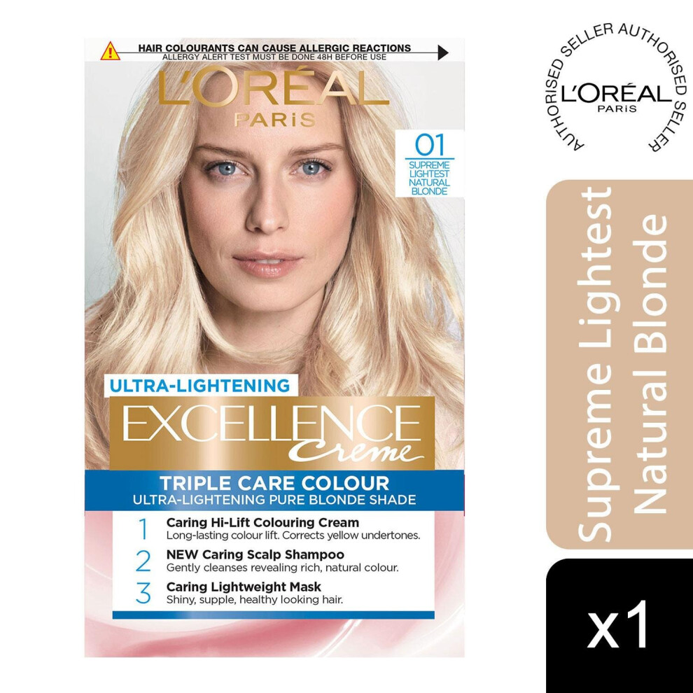 L'Oreal Excellence Creme Permanent Hair Dye, 01 Light Natural Blonde