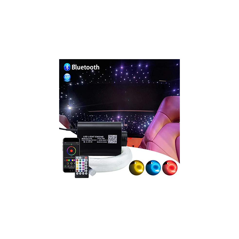 Kingmaled 16W Bluetooth App Car Home Use Music Activated Fiber Optic Star Ceiling Kit Make Your Car Full Of Romantic And Rhythm, Rgbw Engine+ Light 769407387533