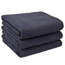 VIVOTE 3 Pack Microfibre Drying Towels Waffle Weave Cleaning Towels Super Absorbent Tea Towels 40 cm X 56 cm Black