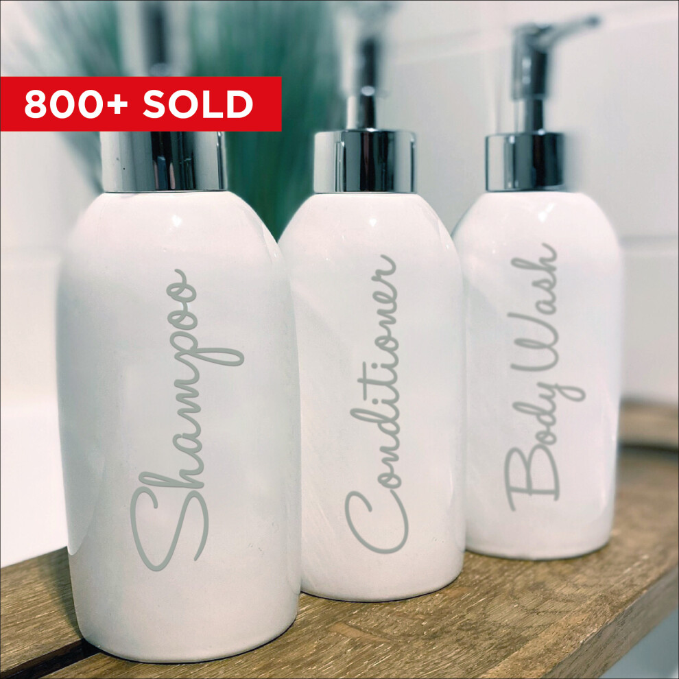 (Deep Blue) Set of 3 SHAMPOO, CONDITIONER and BODYWASH - Mrs Hinch inspired bottle decal stickers (Type 1)