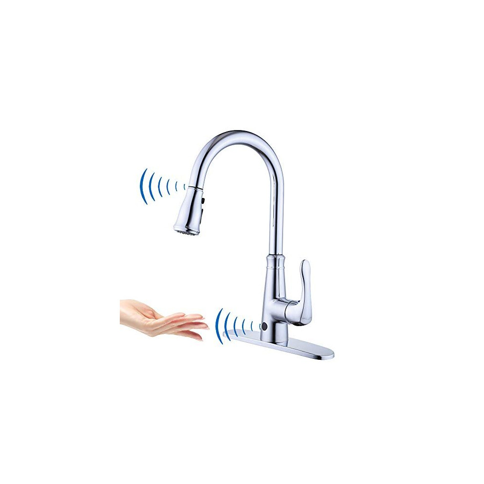 Touchless Kitchen Sink Taps Sensor Automatic Sensor Kitchen Sink Mixer Faucet With Pull-Down Sprayer Single Lever Swivel Spout Chrome 745924867017