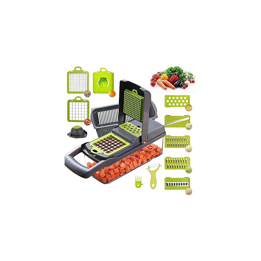 11 in 1 Vegetable Chopper Mandoline Slicer Professional Vegetable Slicer Fruit Vegetable Dicing Machine, Food Slicer Veg Chopper Manual Onion Slicer D