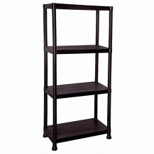 Bond Hardware 4 Tier 60cm Wide Heavy Duty Black Plastic Shelving Unit Storage Organiser Garage Home Pantry Racking Shelf Shelves Workbench Bays Rackin