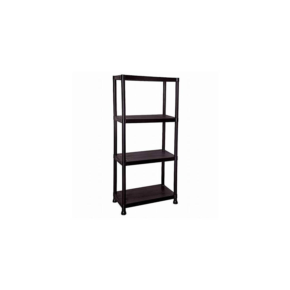 Bond Hardware 4 Tier 60cm Wide Heavy Duty Black Plastic Shelving Unit Storage Organiser Garage Home Pantry Racking Shelf Shelves Workbench Bays Rackin