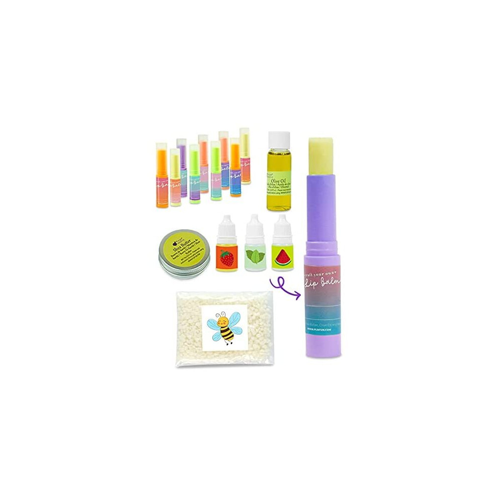 Purple Ladybug Lip Balm Making Kit with Natural Ingredients for Girls & Teens - Make Your Own Lip Balm Set for Kids with 10 Attractive Cases - Great S