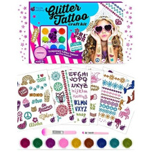 Purple Ladybug 175 Glitter Tattoo Kit with 9 Glitter Colors - Great Birthday Gifts for Girls with Mermaids & Unicorns Designs - Peel and Stick Tempora