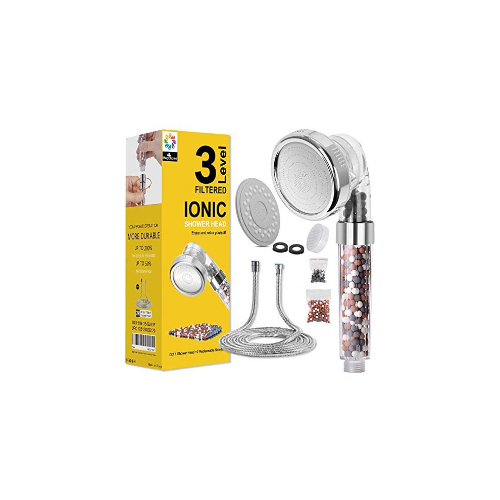 Shower Head, Magichome 3-Layer Filtration Ionic Shower Head With Hose 2M, Universal Filter Shower Head For Hard Water Low Water Pressure With Extra Re 705124002120