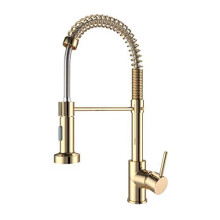 Onyzpily Gold Kitchen Taps Kitchen Sink Mixer tap with Solid Brass Commercial Single Handle Single Hole Pull Down Sprayer Swivel Sprayer Mixer Tap Col