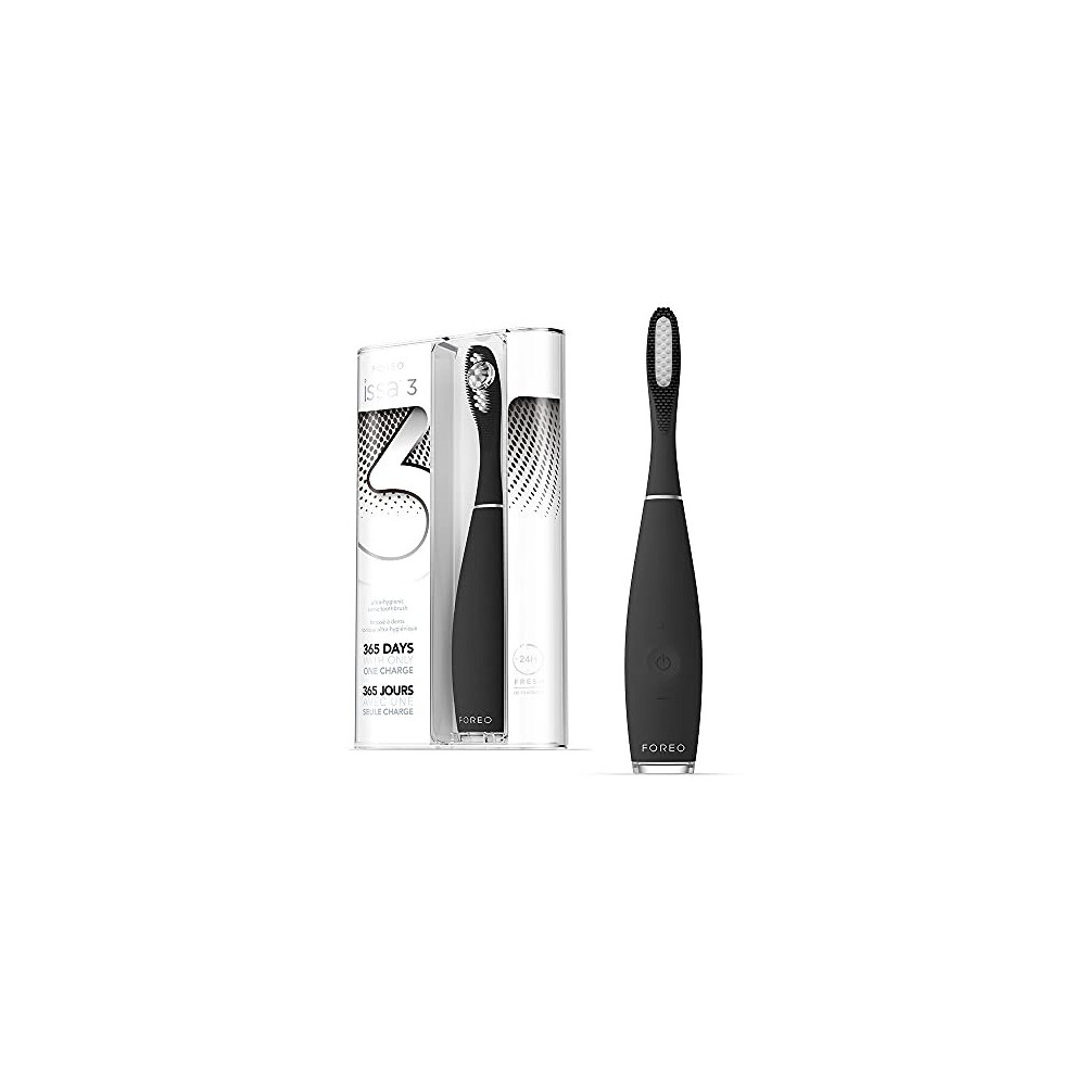 FOREO ISSA 3 Rechargeable Electric Ultra-Hygienic Sonic Toothbrush with Silicone & PBT Polymer Bristles, Replaceable 6-Months Brush Head, 16 Intensiti