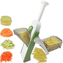 Once for All's Safest Mandoline Slicer with 4 Cutting Modes & 40 Thickness Levels to Slice, Dice, Chop, Julienne, Chip Vegetables, Injury-Free Design,