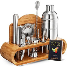 Mixology Bartender Kit With Stand - 19 Piece Bar Set Cocktail Shaker Set, Drink Mixer Set For Home Bar With All Bar Accessories - Bar Tool Set, Coc